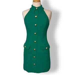 Trina Turk Mirabella 2 Green Sleeveless Button Front Sheath Dress Size 0